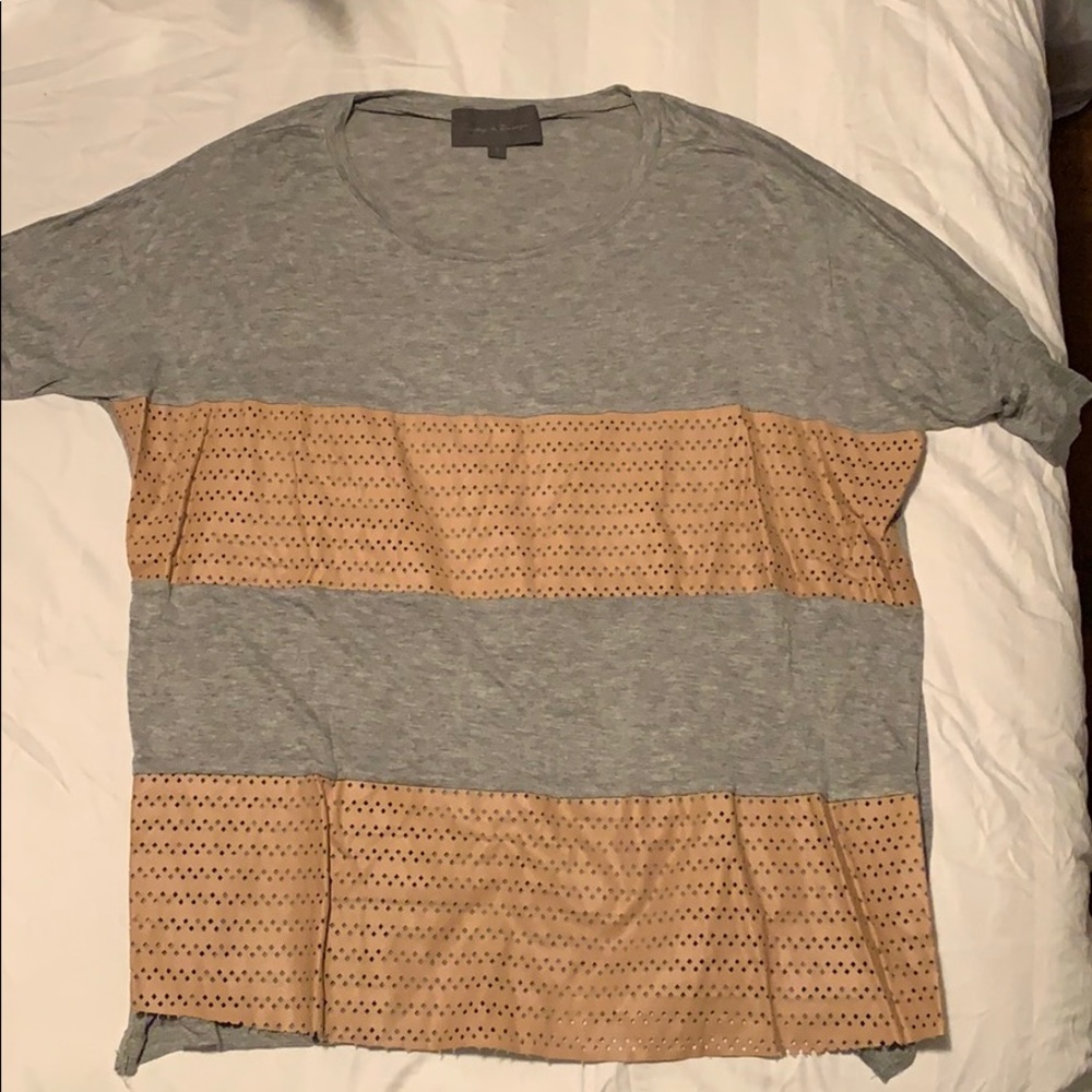 Anthropologie grey and tan slouchy shirt